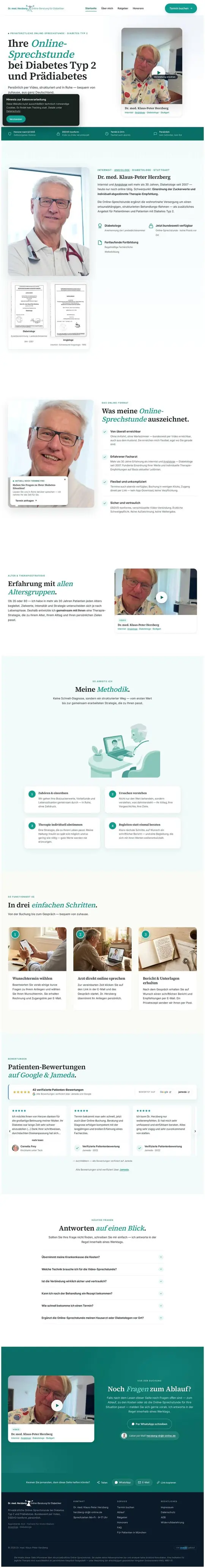 Ausschnitt der Website der Online-Sprechstunde von Dr. Herzberg