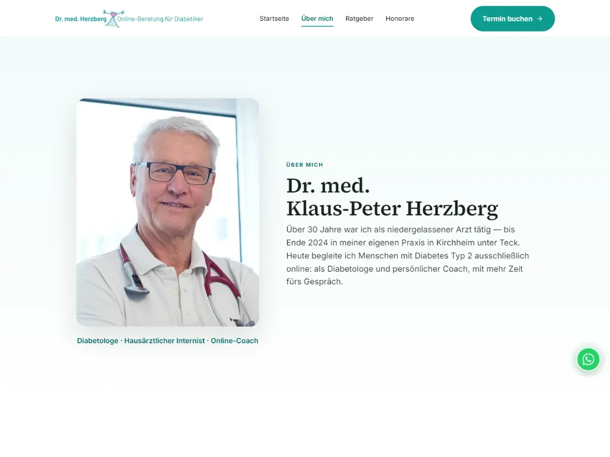 Seite Über mich: Porträt von Dr. med. Klaus-Peter Herzberg und seine Vorstellung