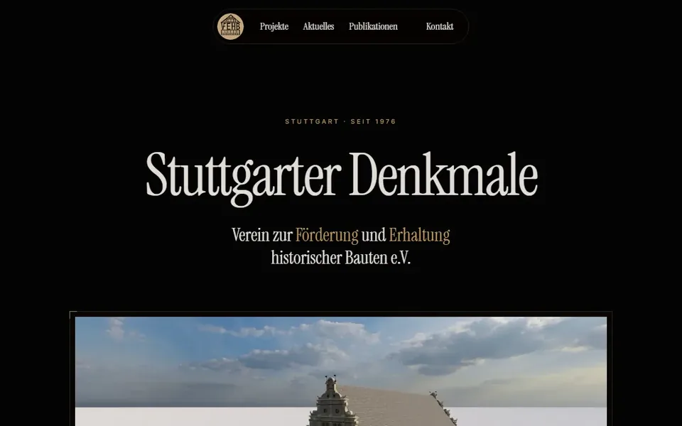 Entwurf der Website Stuttgarter Denkmale