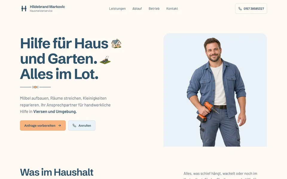 Website von Hausmeisterservice Hildebrand Markovic in Viersen